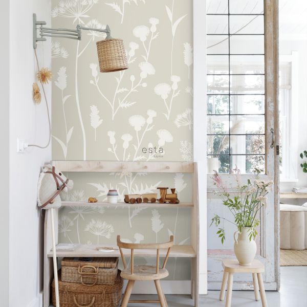 Estahome Veldbloemen Fotobehang  - 1,5 x 2,79 m - Zand / Beige