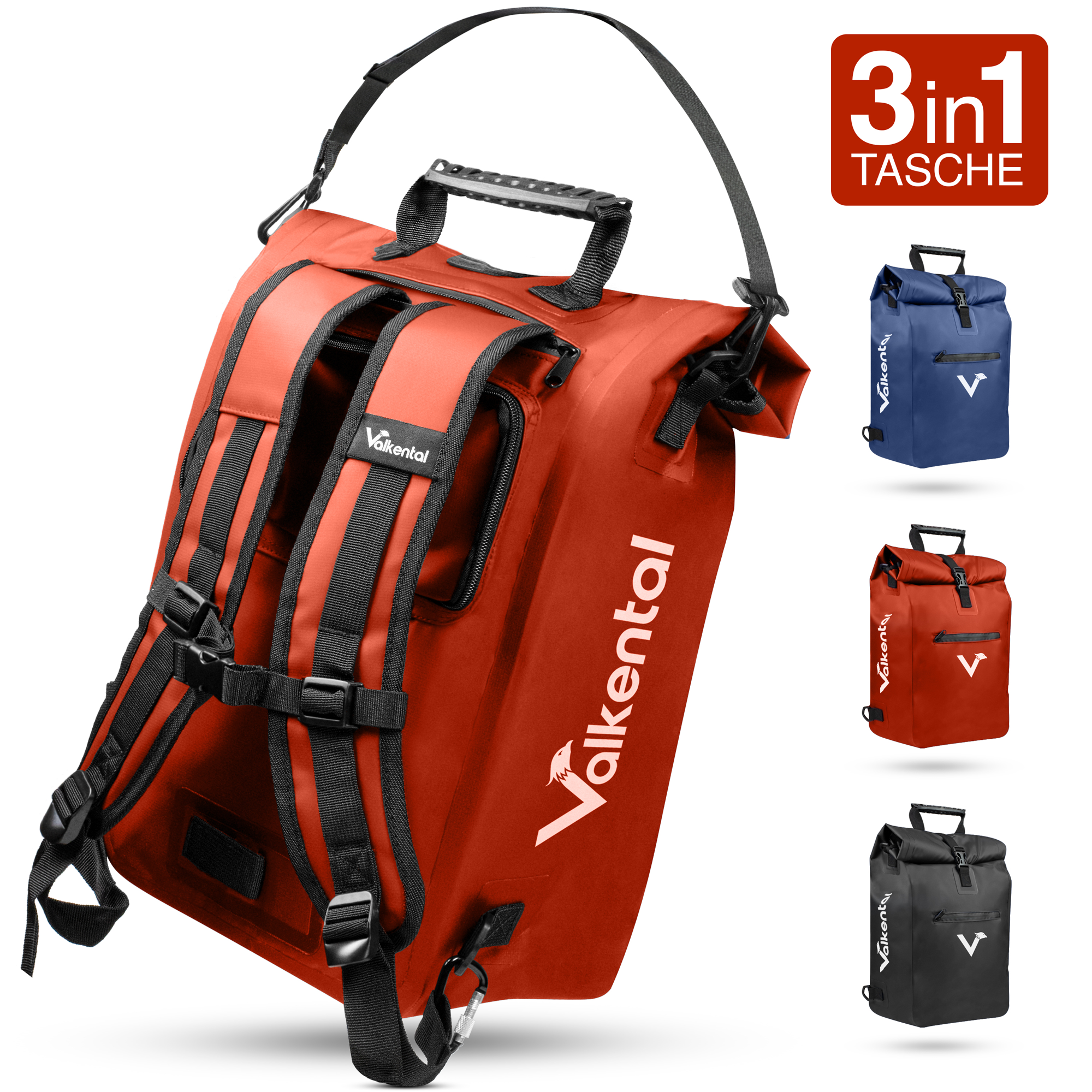 Valkental ValkOne 3-in-1 Fahrradtasche 25 Liter rot