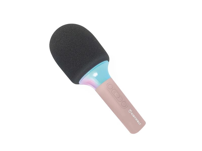 Kidywolf Mikrofon Bluetooth mit Licht rosa Mikrofon für Kinder mit universellem Ladeanschluss