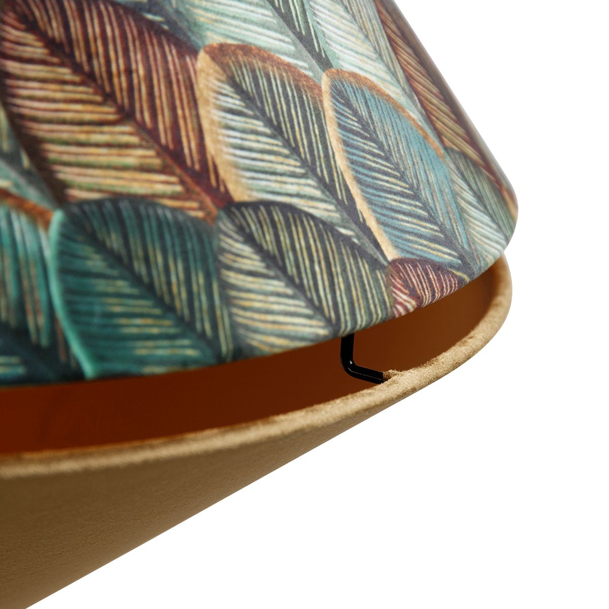 Hanglamp zwart met dubbele velours lampenkap blad dessin en beige - Blitz