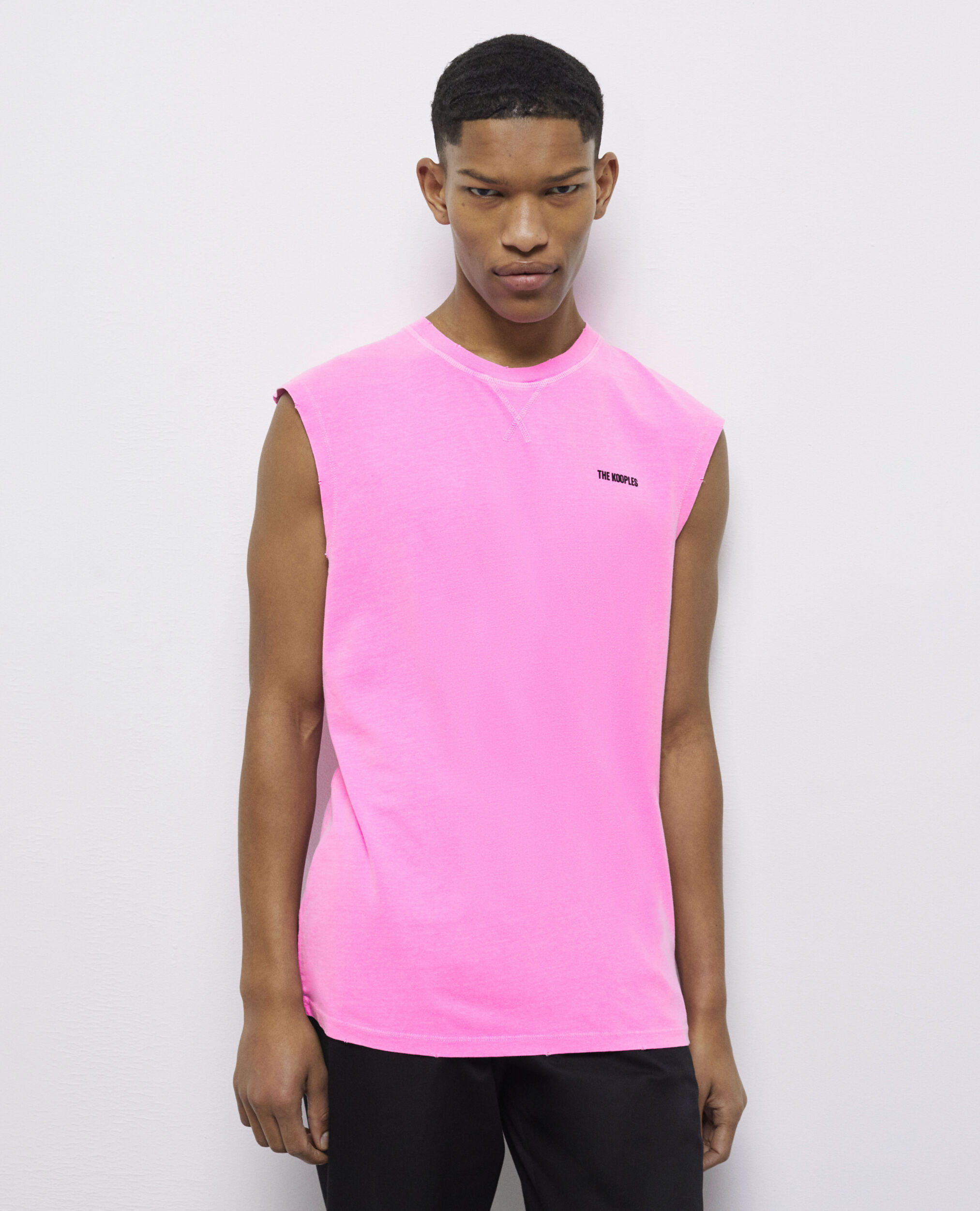 T-shirt rose fluo avec logo