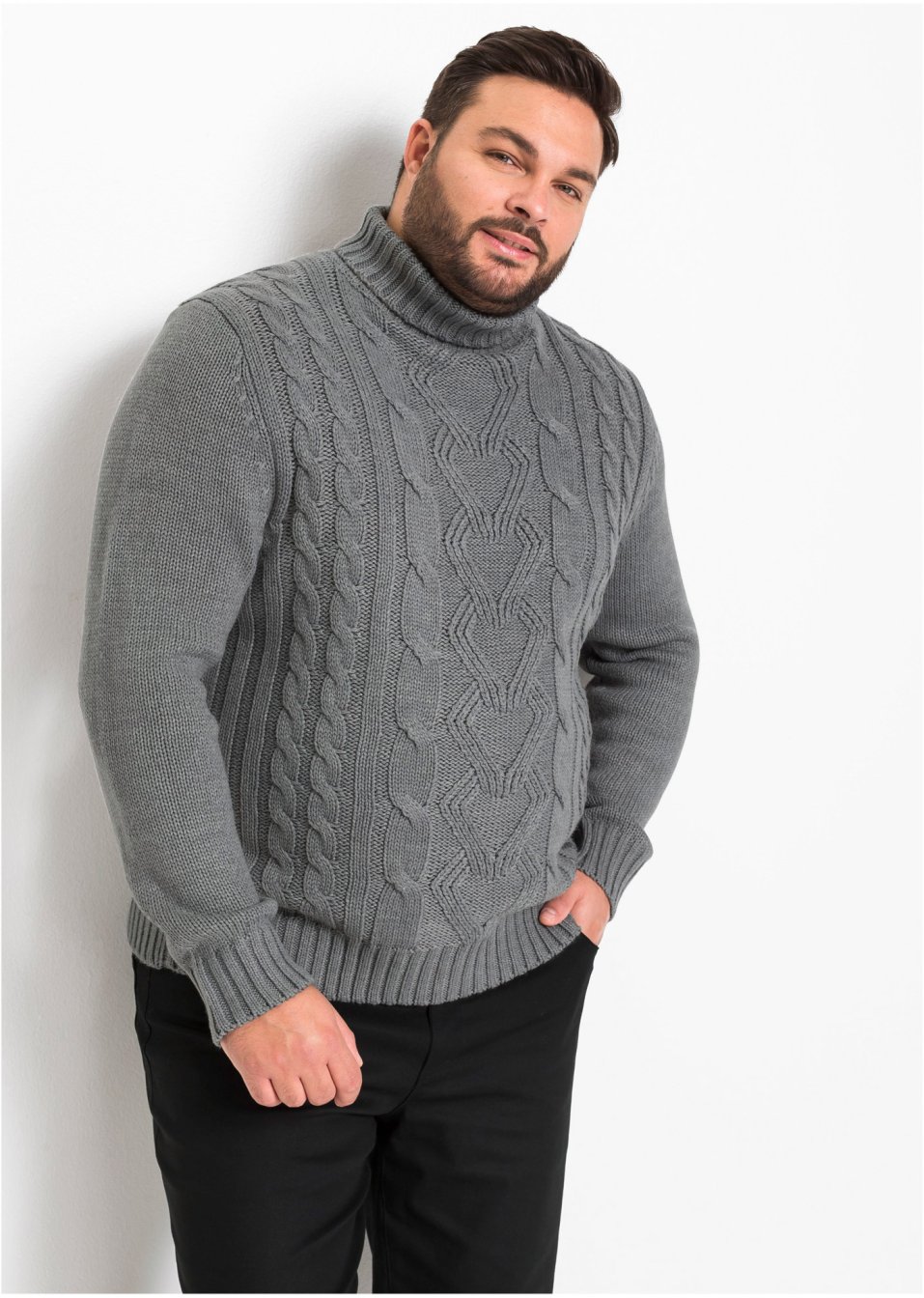 Pull col roulé à motif torsadé