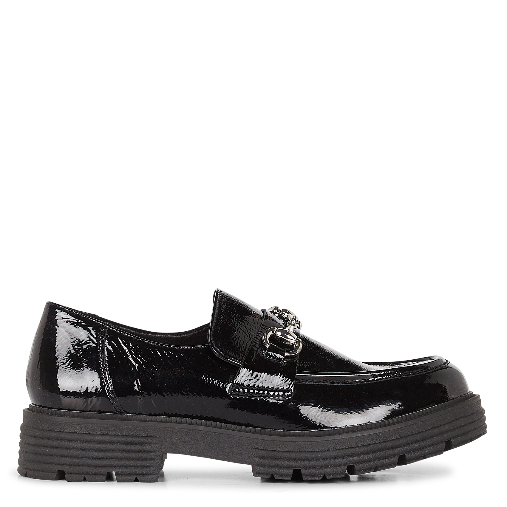 ANTON - Mocassins en cuir verni froissé| Noir