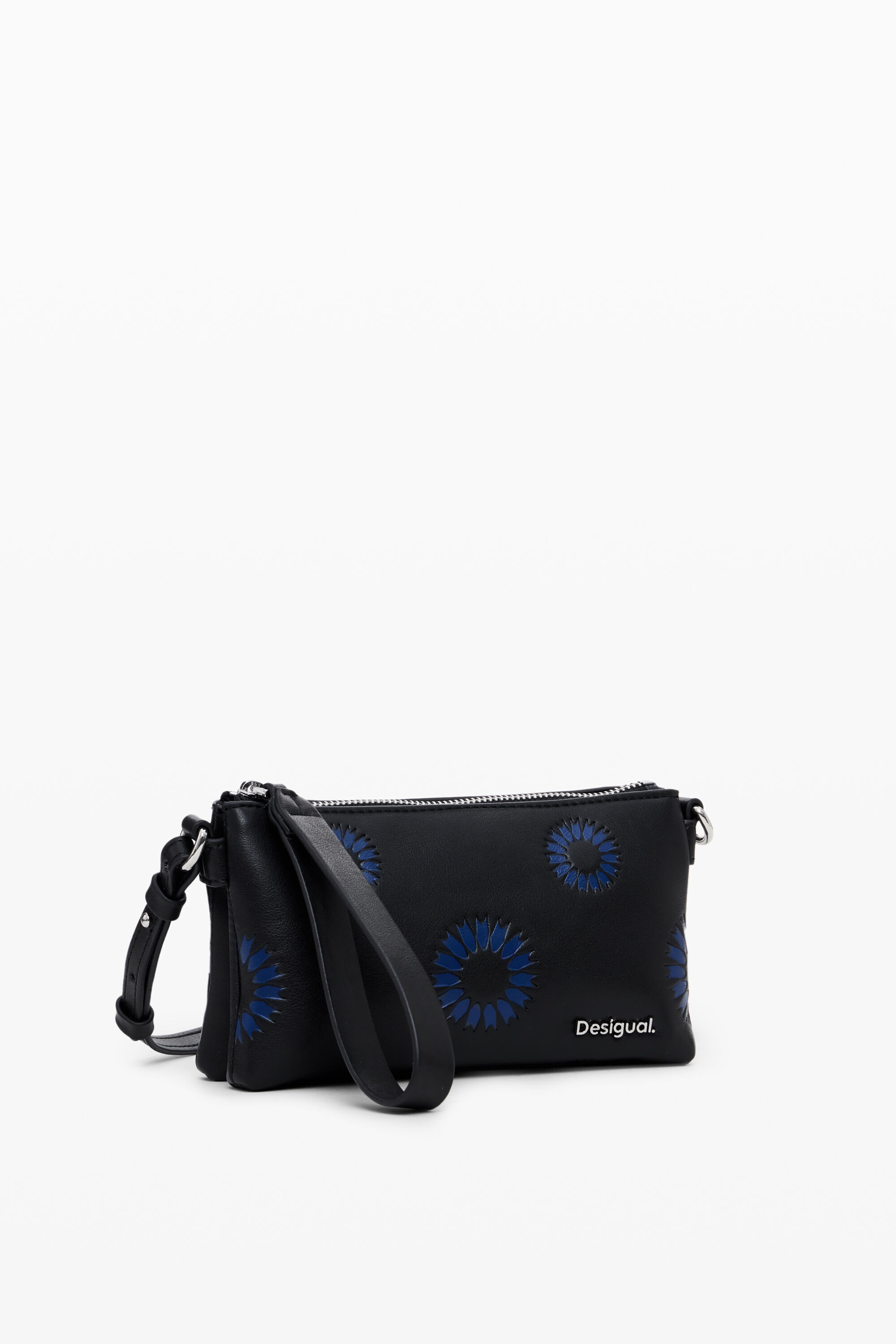 Bolsa de ombro pequena com estampa de girassol