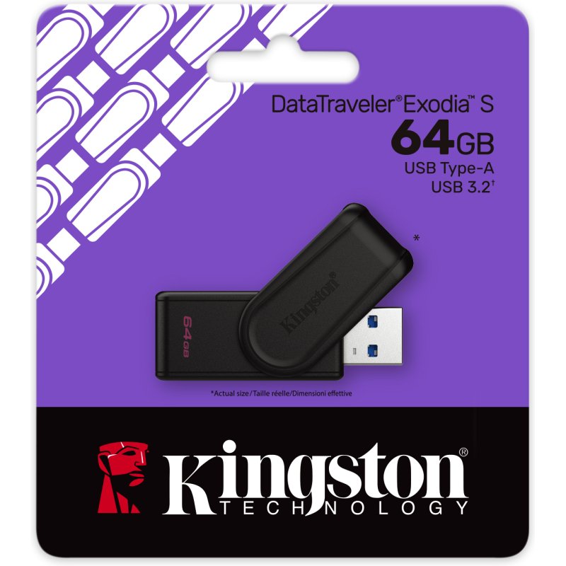 Kingston Technology DataTraveler 64GB Portable USB 3.2 Gen 1 Exodia S (Noir/Noir)