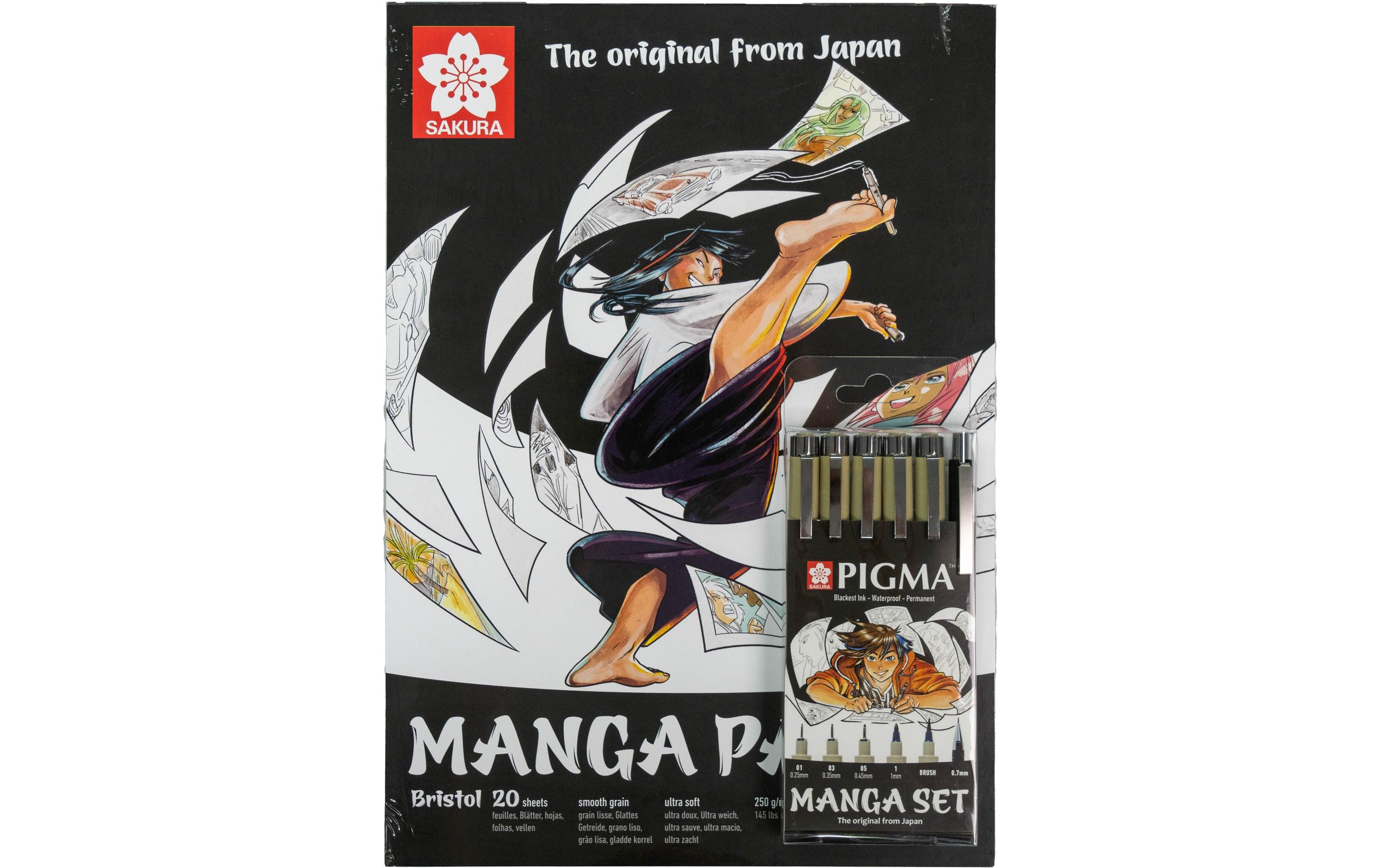 Zeichenblock Set Manga A4Mit Manga-Papier und Pigma Stiften