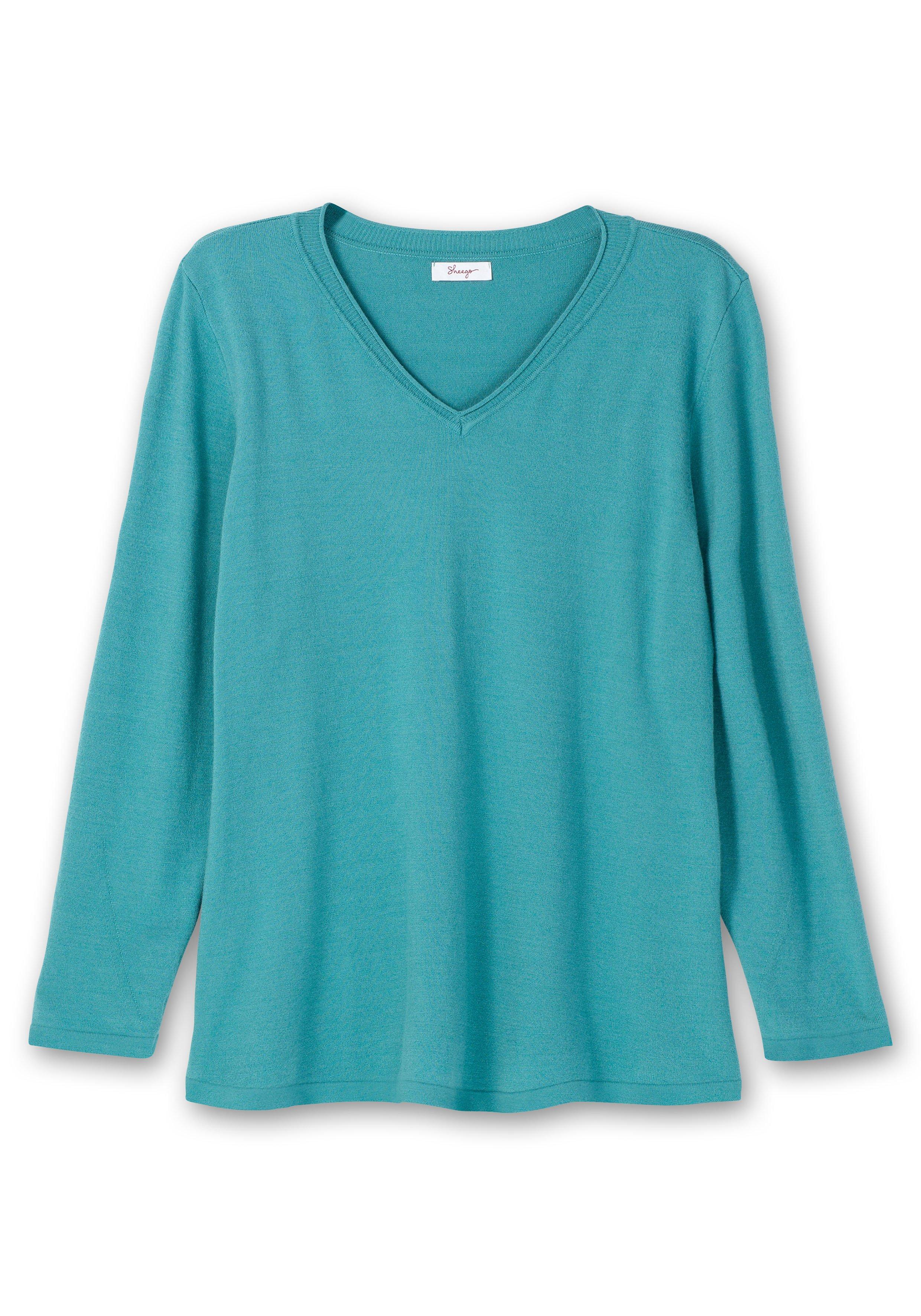 Flauschiger Pullover mit V-Ausschnitt