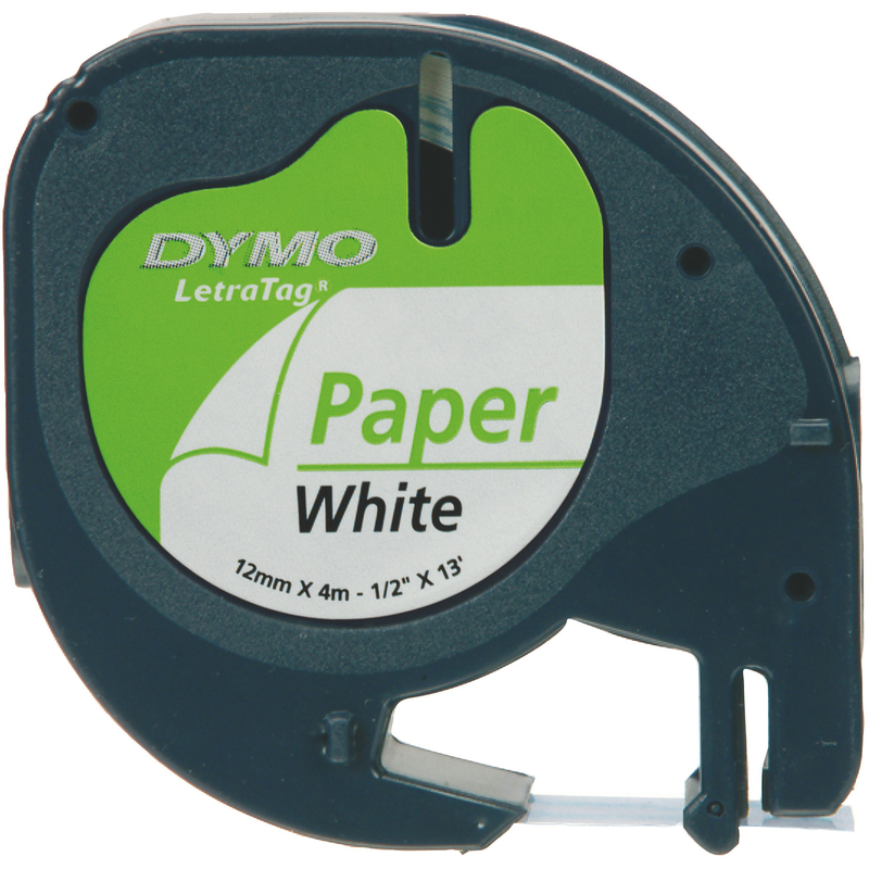 Dymo Beschriftungsband LetraTag, S0721510, 12 mm, schwarz auf weiss