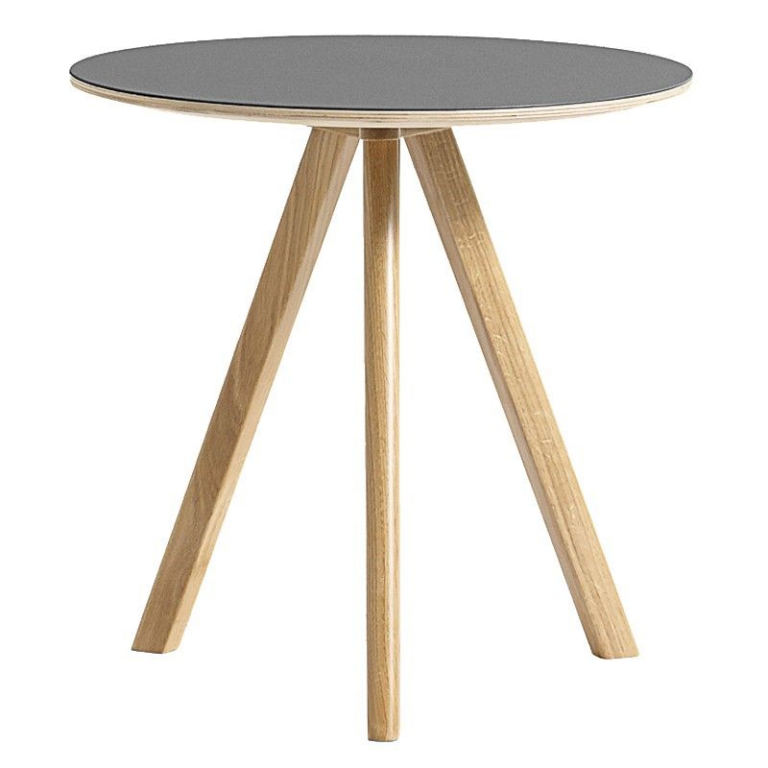 Hay Copenhague CPH20 bijzettafel 50, gelakt eiken, grijs linoleum