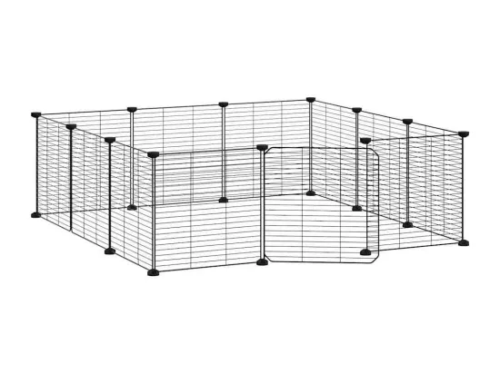 Cage animaux de compagnie à 12 panneaux et porte Noir 35x35 cm