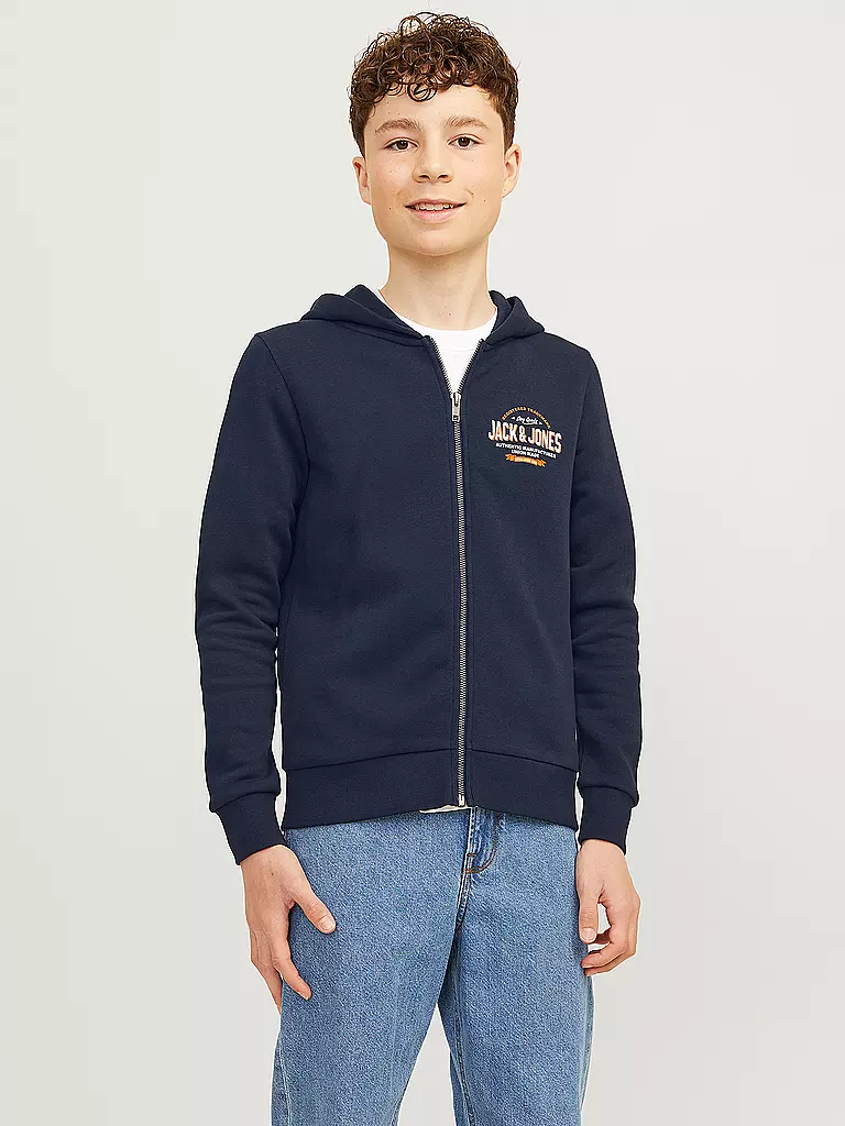 JACK & JONES Jungen Kapuzensweattjacke  JJELOGO dunkelblau