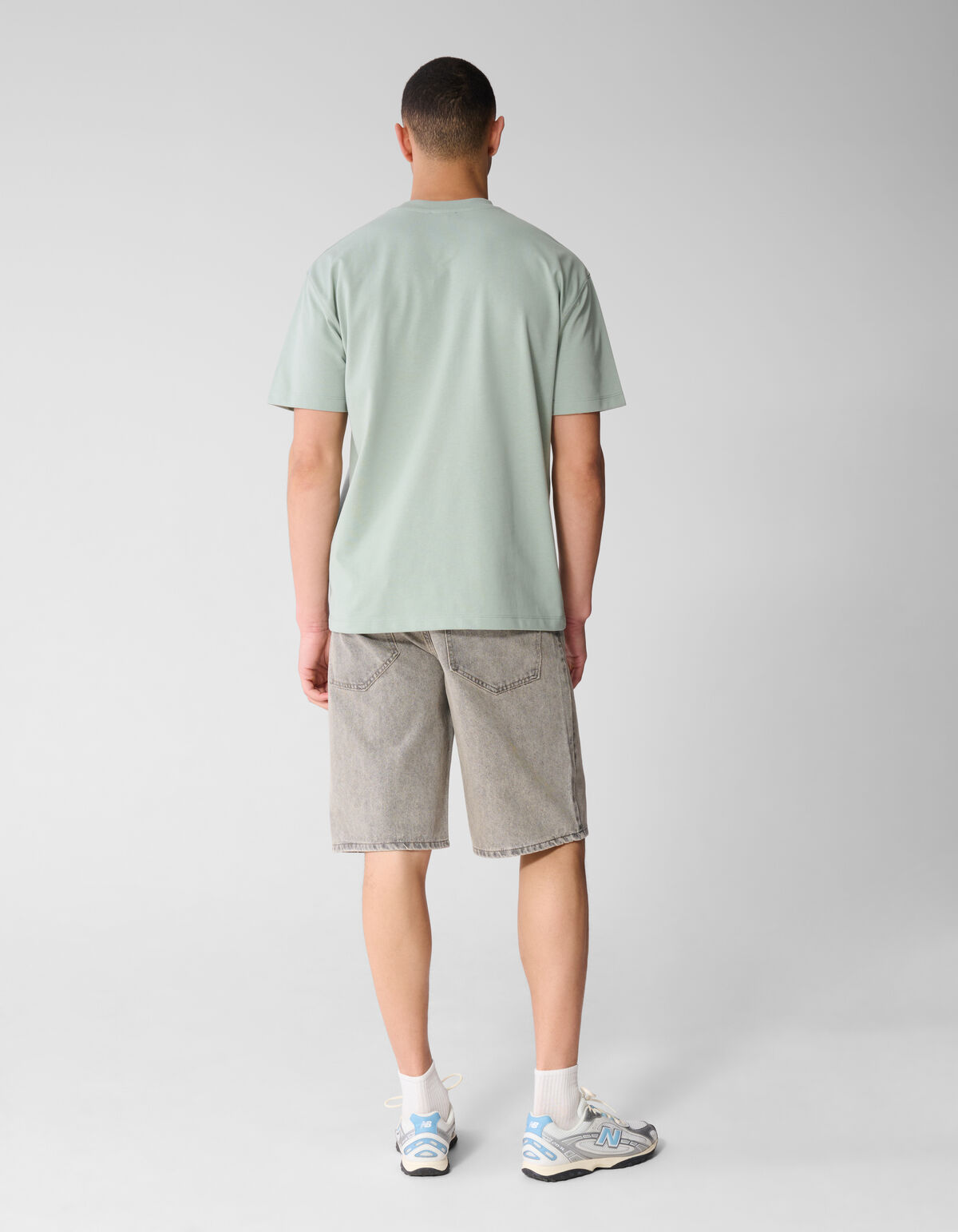 Relaxed Fit Denim Short Lichtgrijs