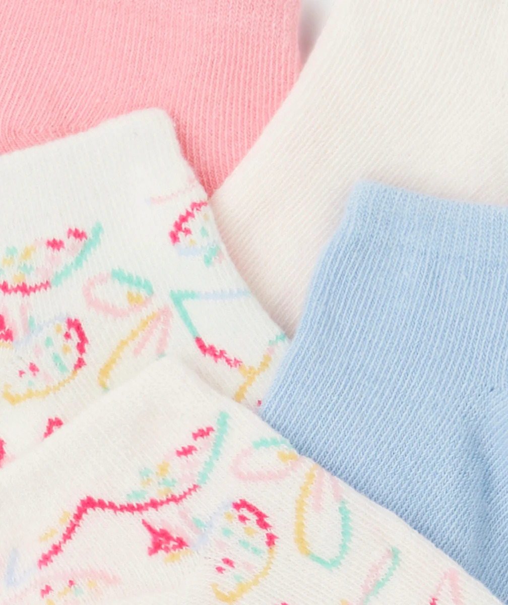 lot de 5 paires de socquettes fille rose et bleu thème fruits