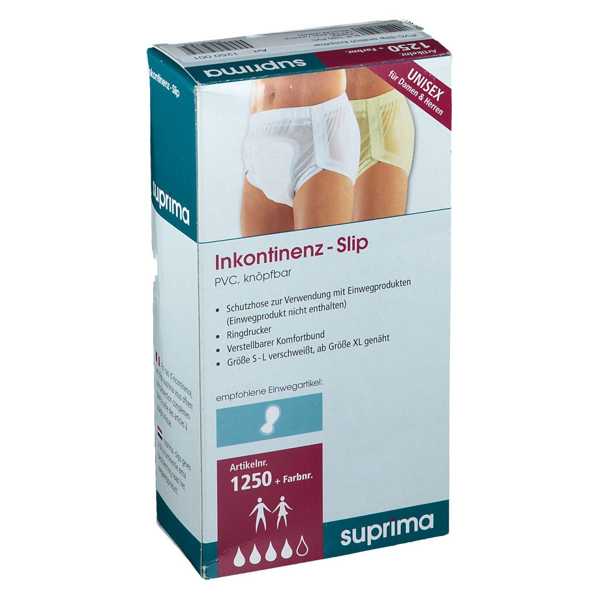 suprima 1250 PVC Slip seitlich knöpfbar
