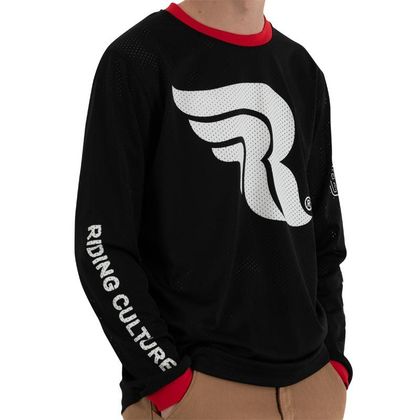 T-shirt manches longues RIDING CULTURE LOGO WHITE MESH - Noir