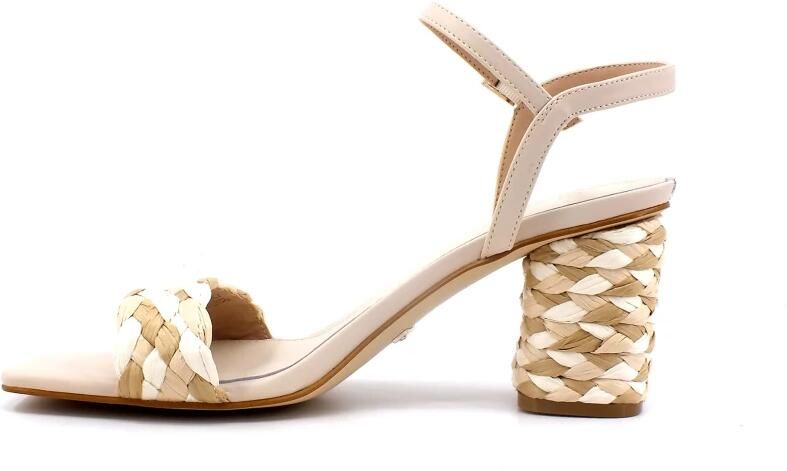 GUESS Dames Sandalen Cadante Beige Met Gevlochten Hiel Traploze Elegantie