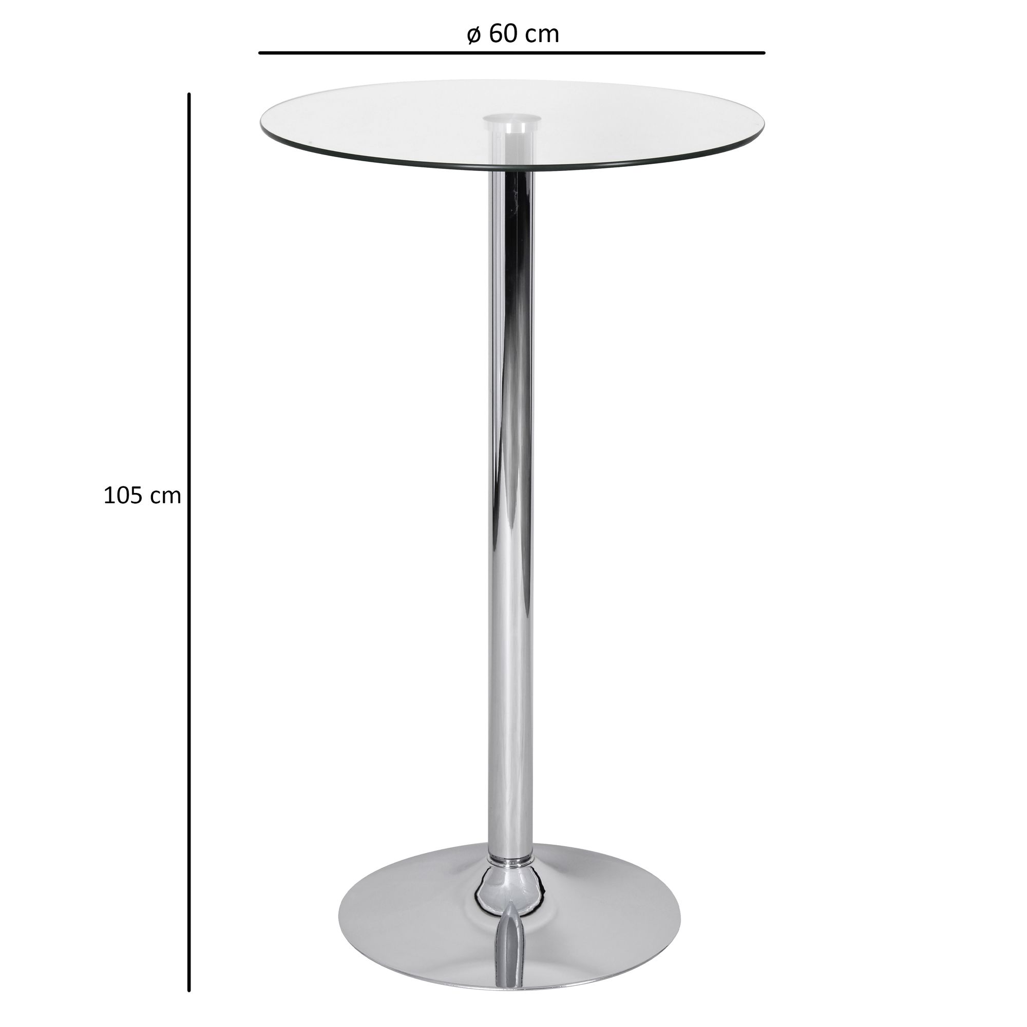 Stehtisch FineBuy Bartisch Bistrotisch Imbisstisch Metall Chrom Glas Rund 60 cm