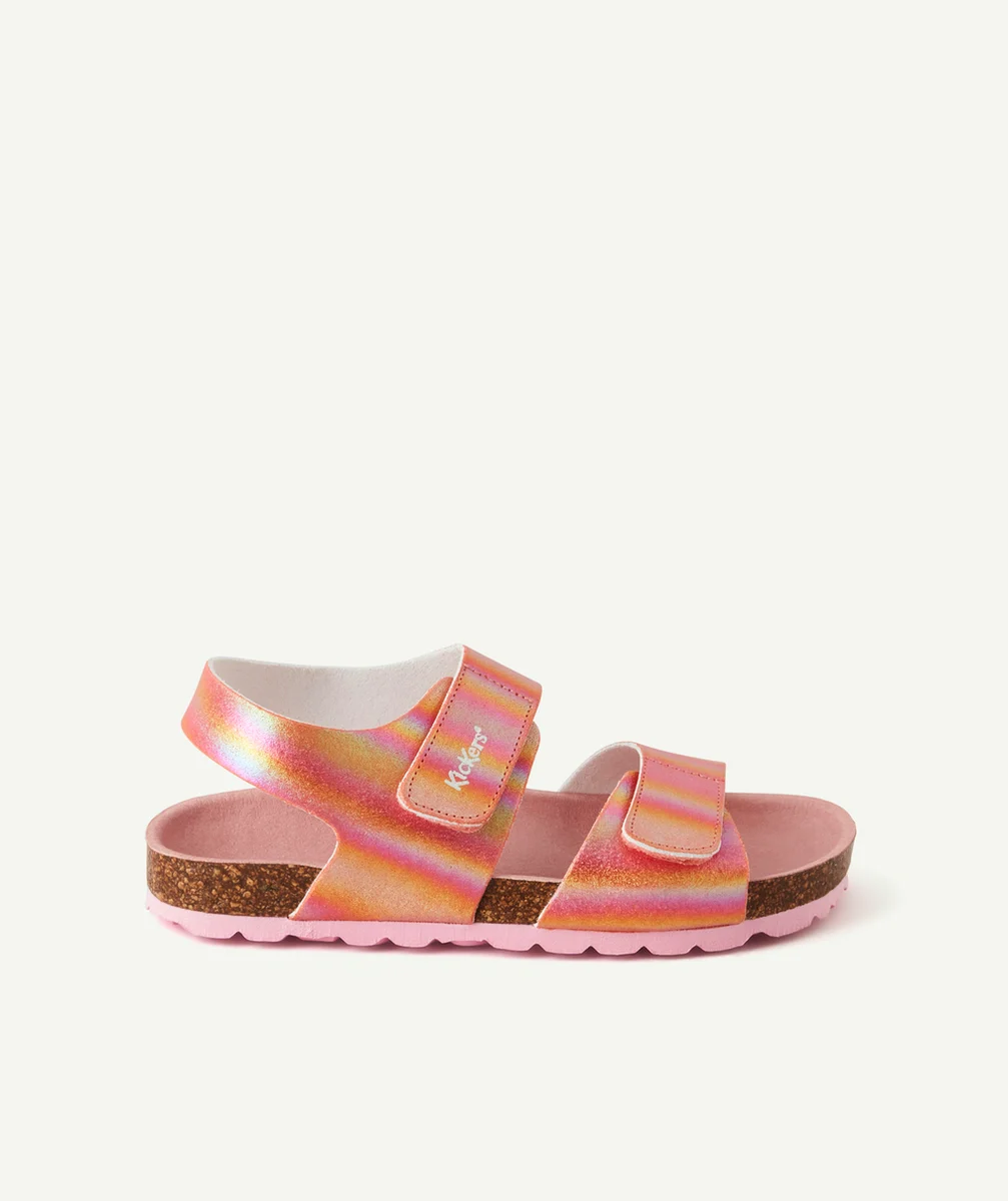KICKERSSANDALES FILLE SUMMERKRO ROSE RAINBOW AVEC SCRATCH