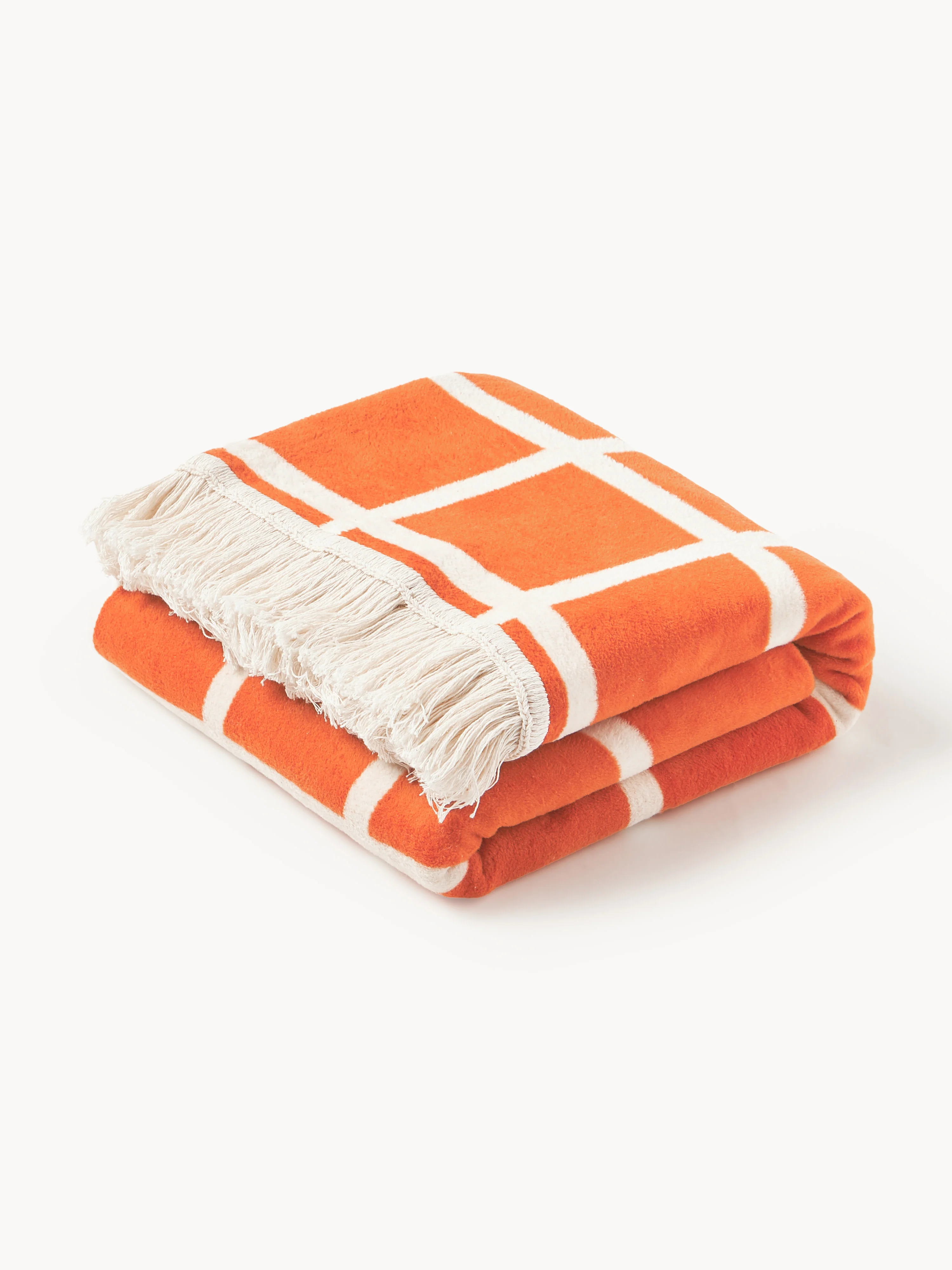 Geruite zachte katoenen plaid Edison met franjes