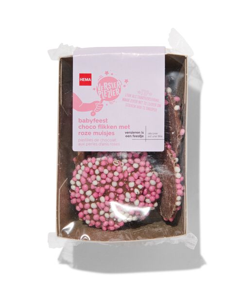 décoration pour gâteau - pastilles en chocolat - fête bébé rose
