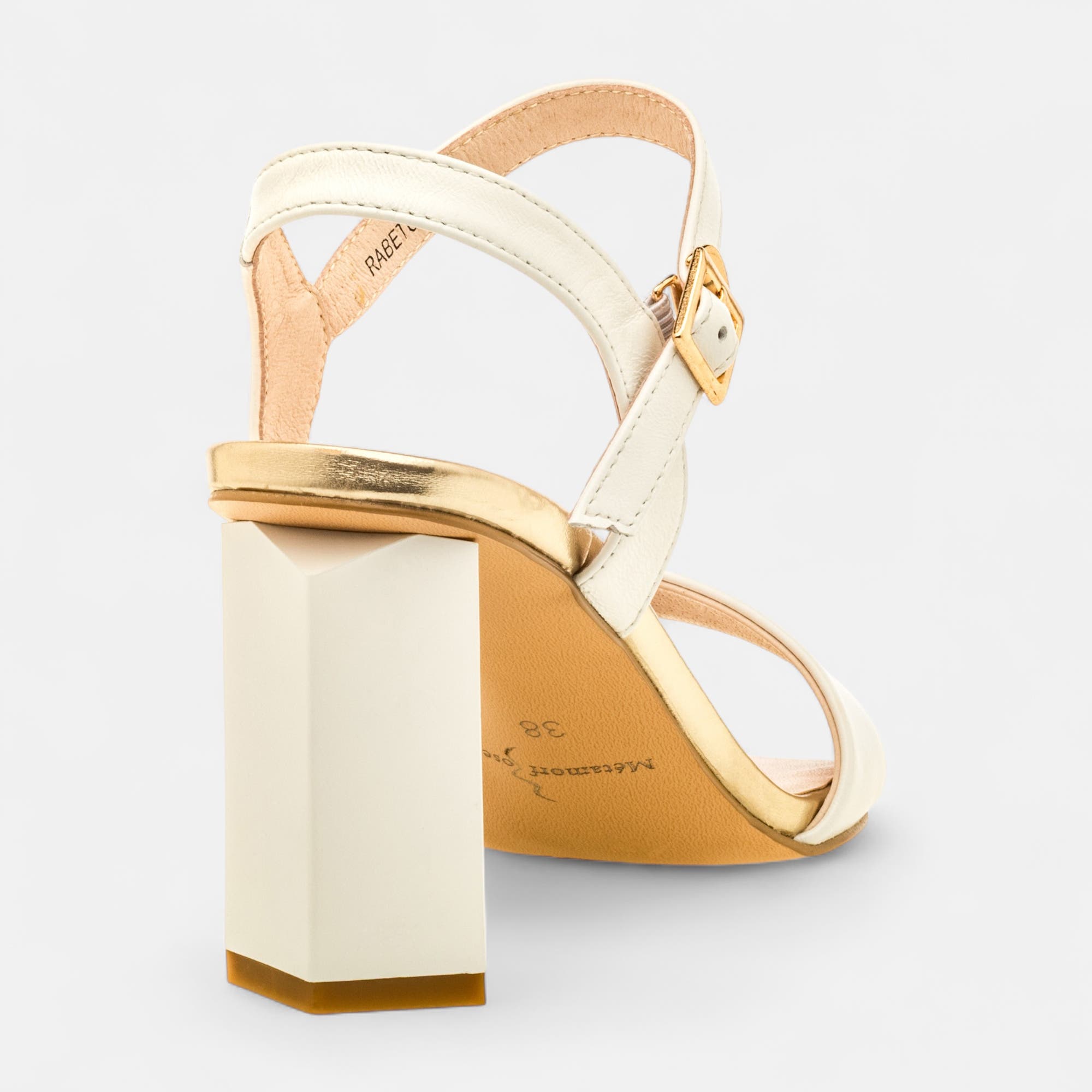 Nu-pieds à talon Femme en cuir blanc