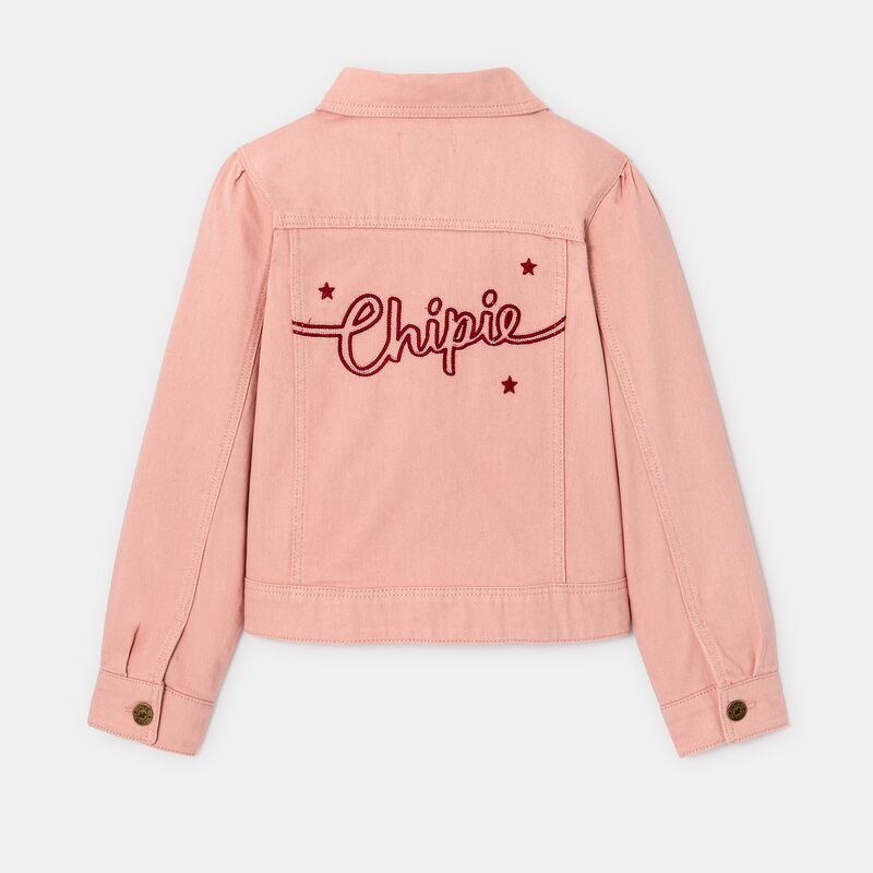 Veste en denim rose brodée fille Chipie