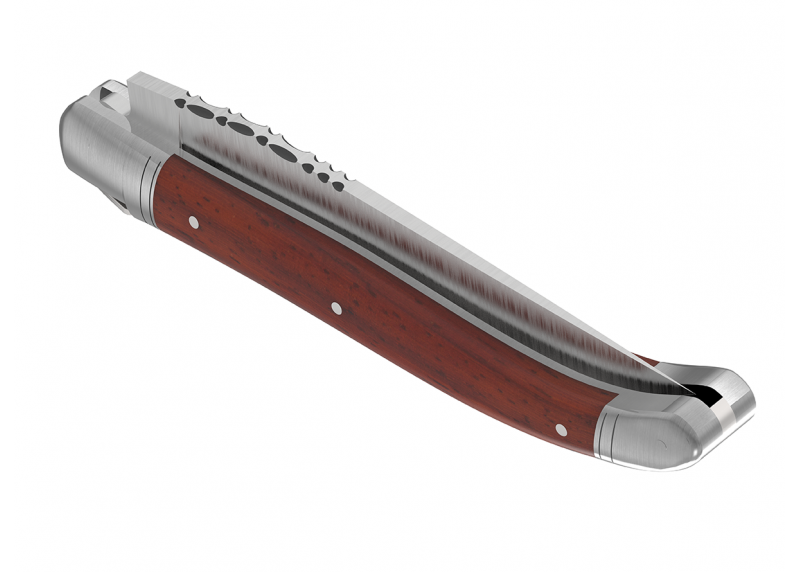 Couteau Laguiole avec un manche en bois de corail et 2 mitres en acier inoxydable