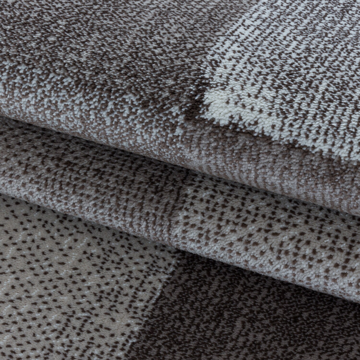 Designer Kurzflor Teppich in Modernem Karo Design - Meliert und Pflegeleicht
