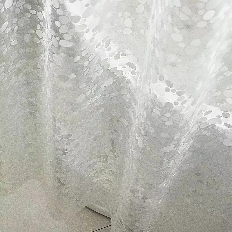 (180x180cm) Anti-Schimmel Duschvorhang inkl. 12 Duschstangen Ringe - Transparent (Kieselstein)