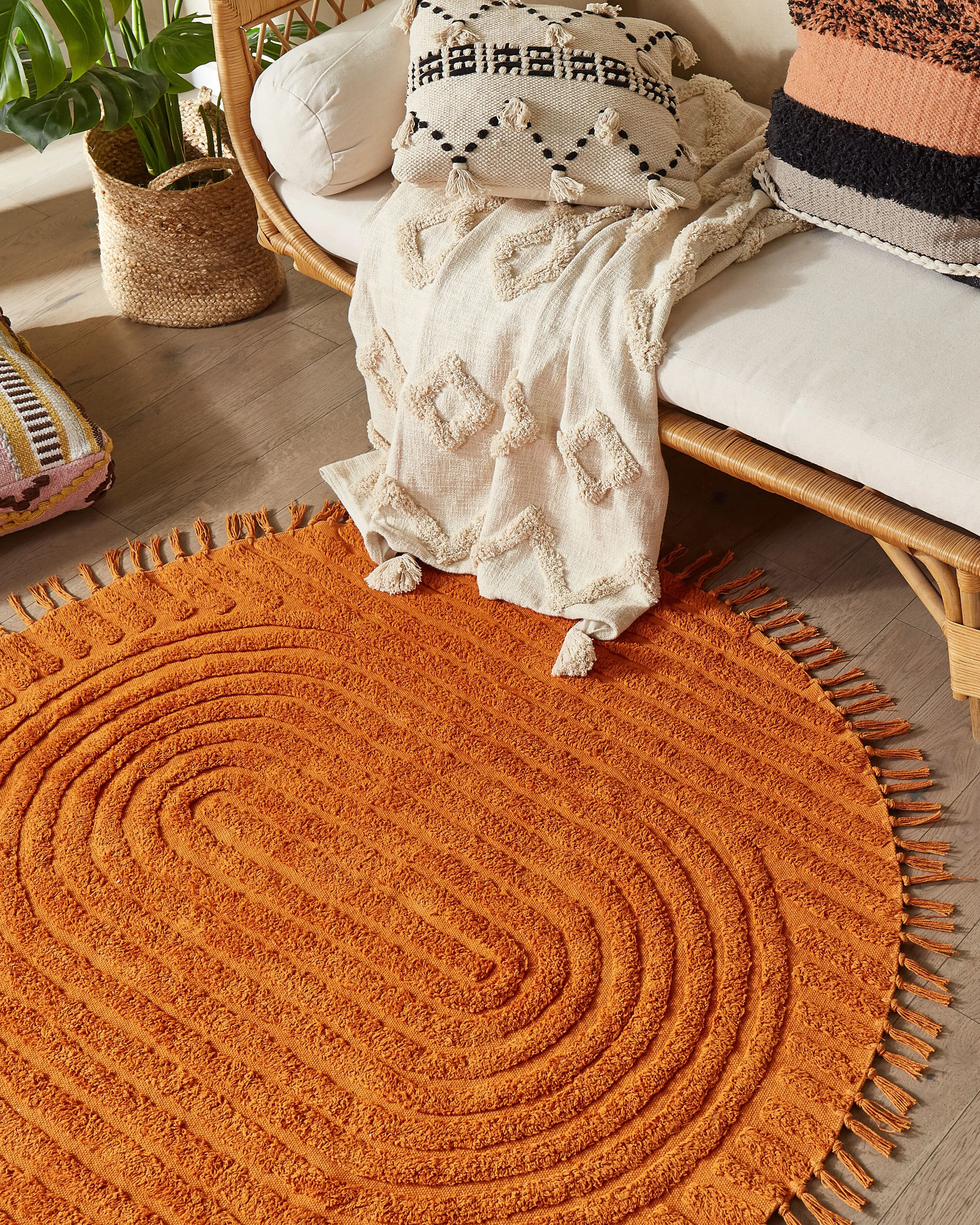Vloerkleed HALFETI Oranje ø 140 cm Katoen