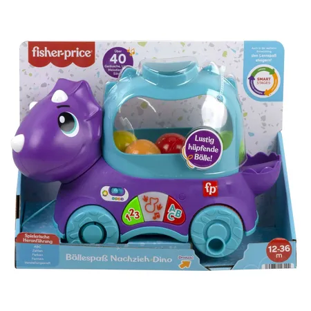Fisher-Price Bällespaß Nachzieh-Dino, Dinosaurier Motorik-Spielzeug
