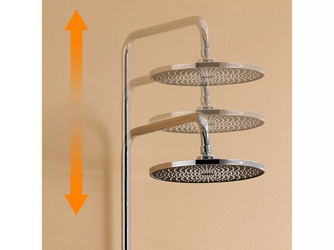 Colonne de Douche,AURALUM MAX Colonne Douche avec Mitigeur Hauteur Réglable,Mitigeur Baignoire avec Tête Douche 26 * 26cm,Pommeau à main 3 Jets