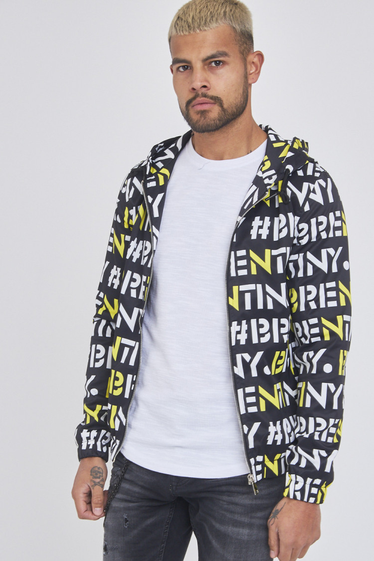 Veste noire imprimé Brentiny blanc/jaune