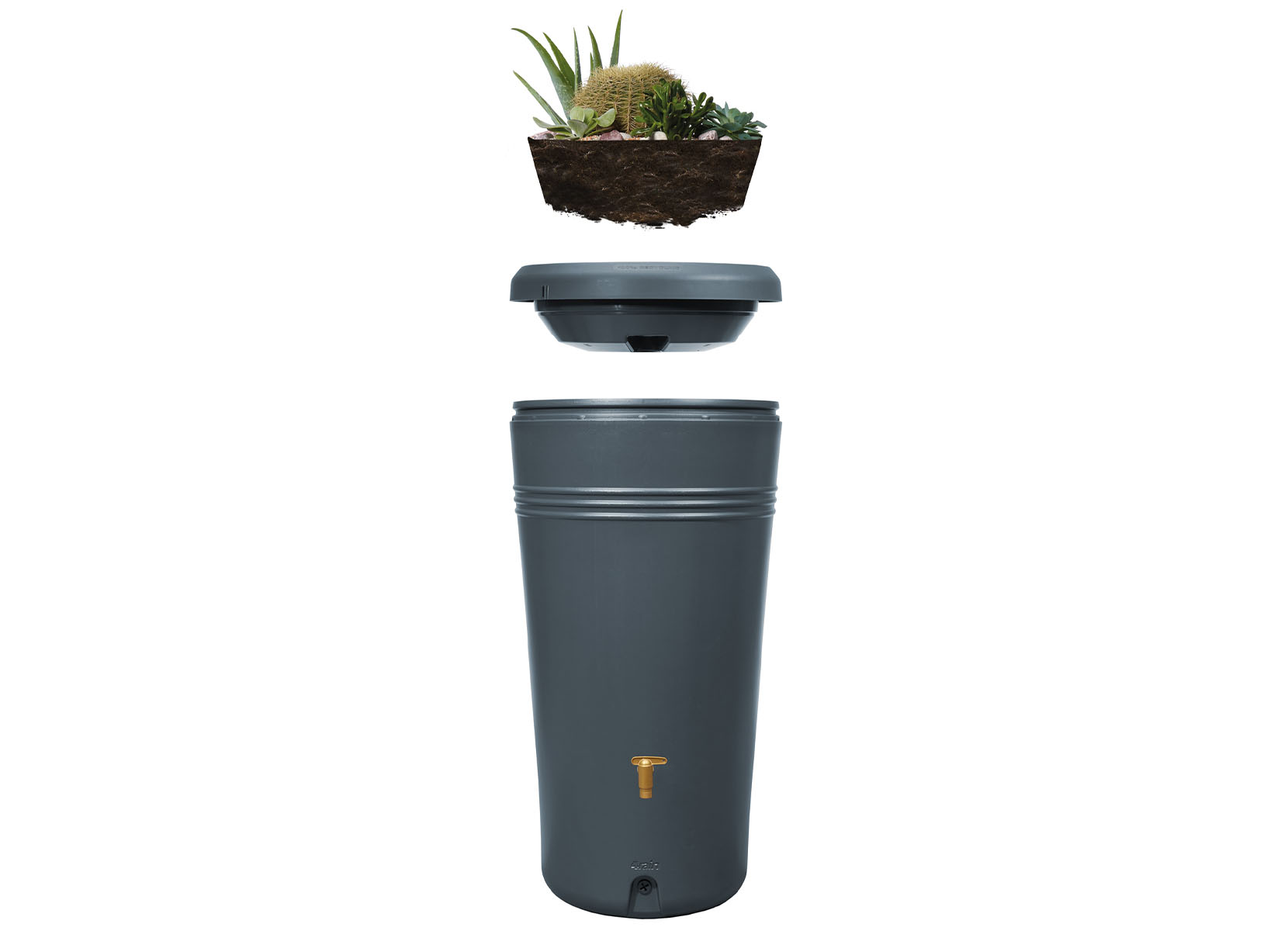 4rain Azura 2in1 Regenspeicher 230L mit Pflanzschale Graphitgrau
