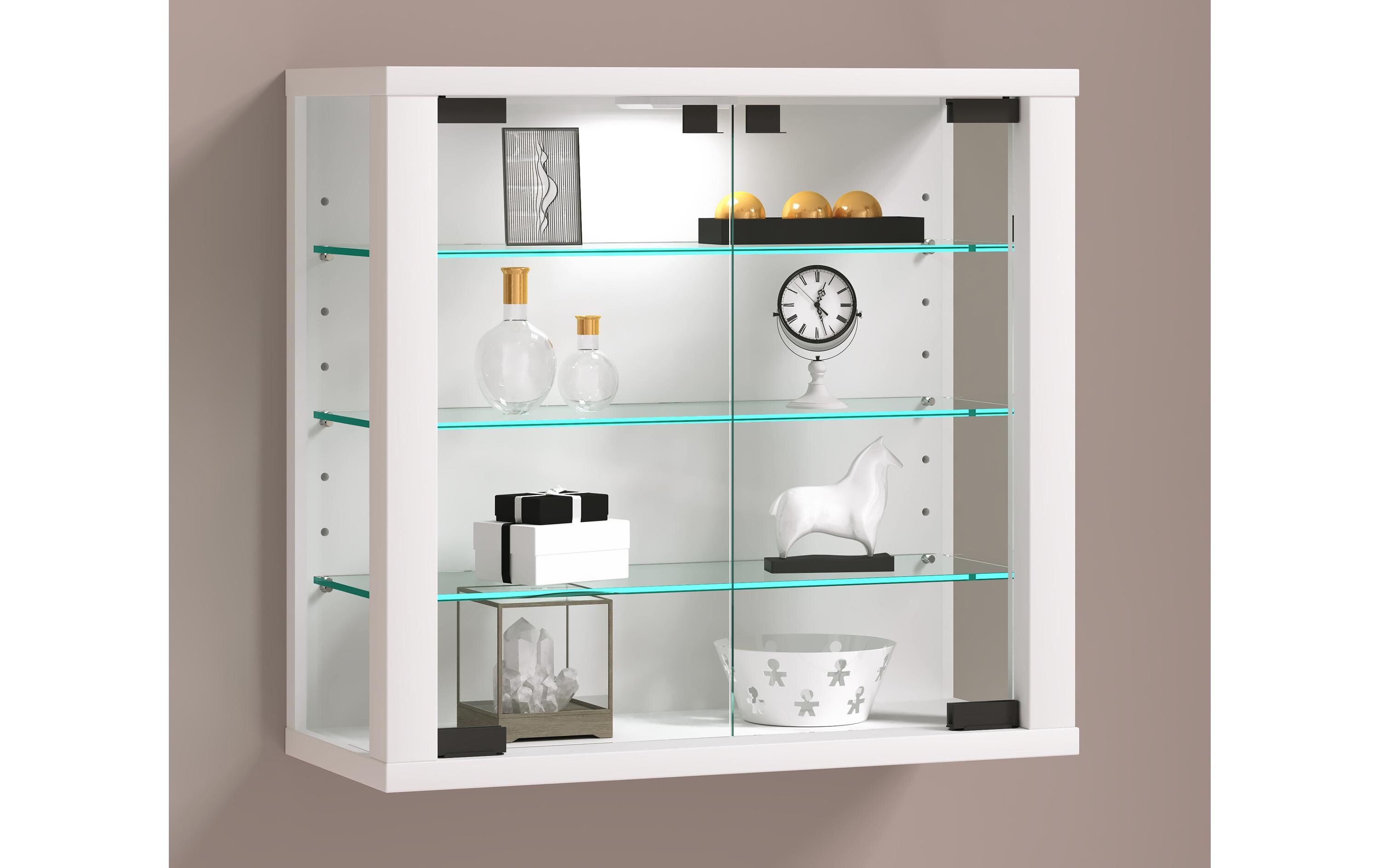 Vitrine Vitrosa S 42.6 x 39.9 cm, WeissHängevitrine für die Wandmontage