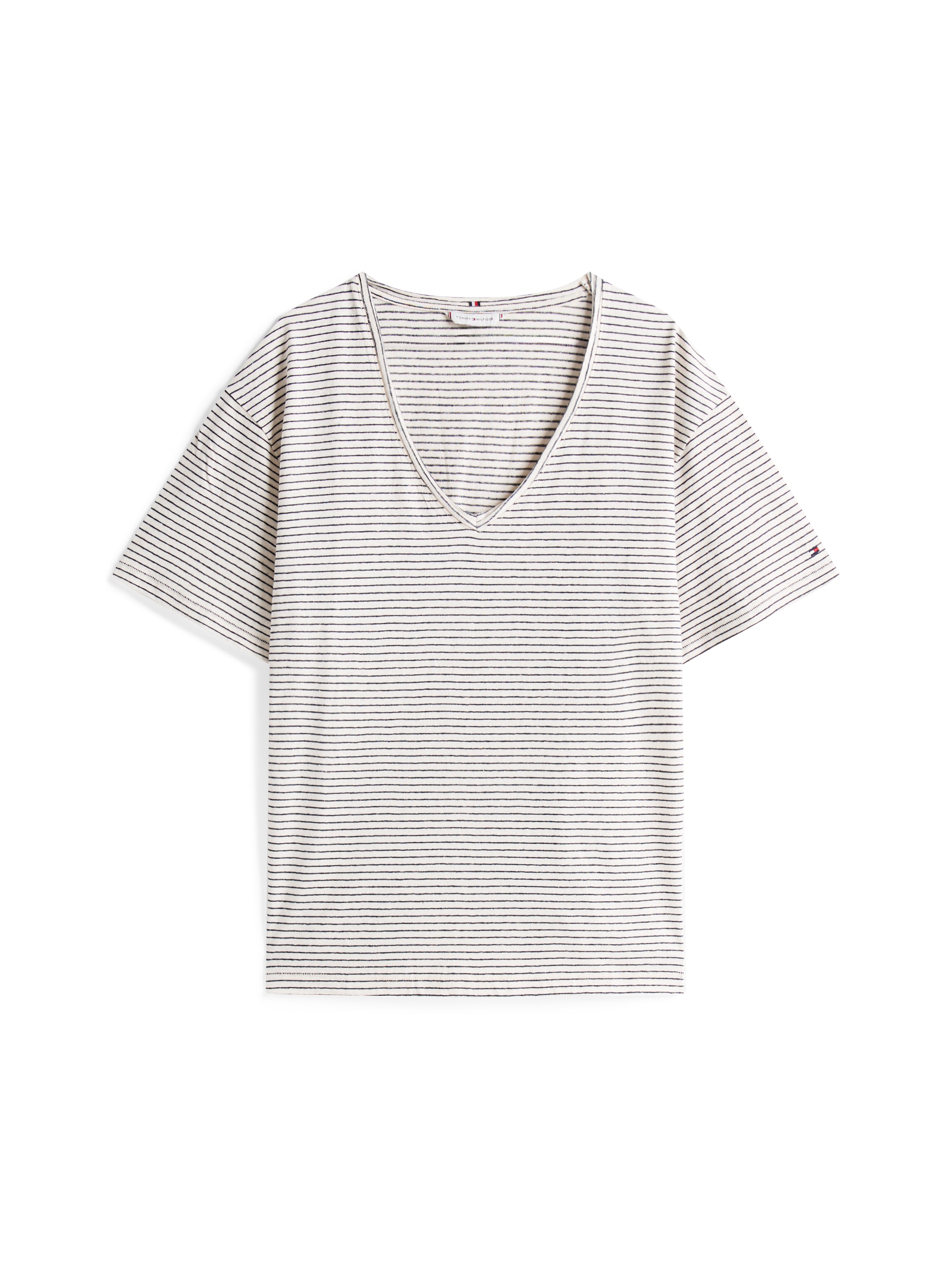 Tommy Hilfiger Curve V-Shirt »CRV MODERN CO LINEN V-NK SS«, in Grossen Grössen