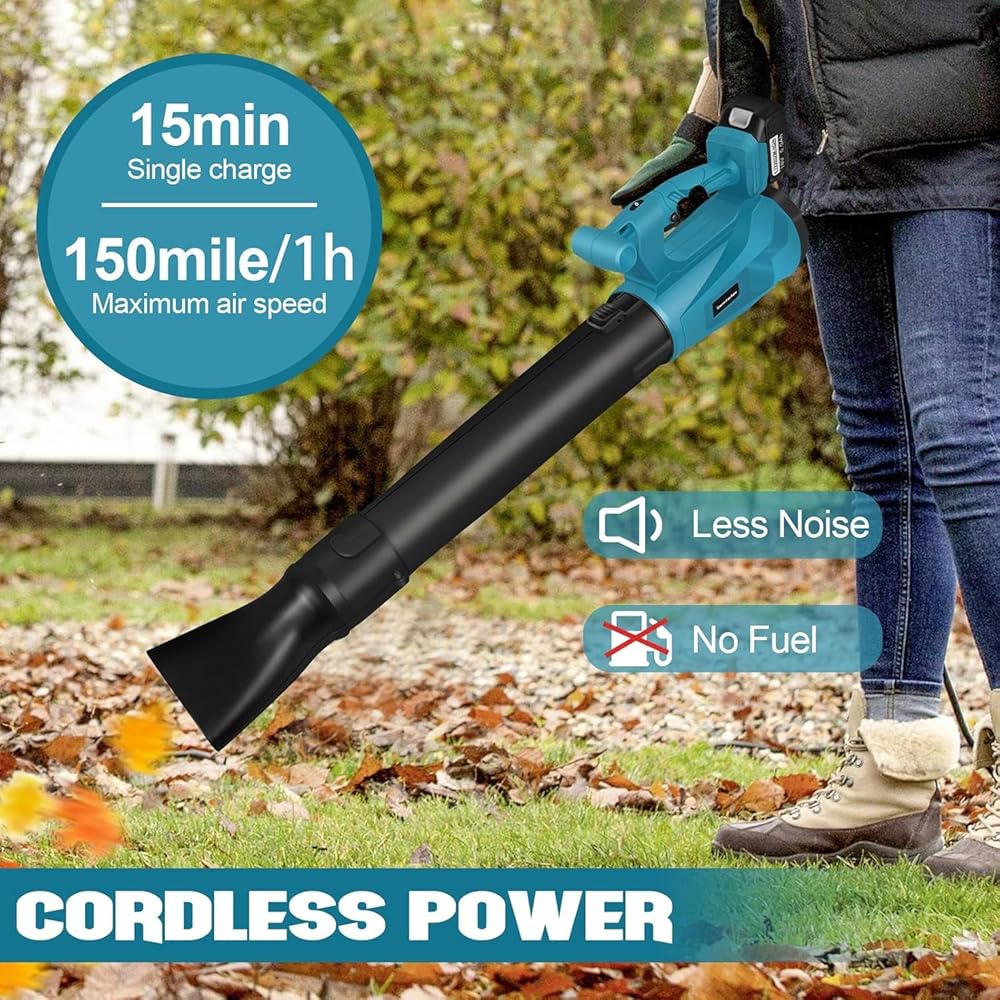 Souffleur de feuilles sans fil, broyeur léger 24 000 tr/min, aspirateur et broyeur de feuilles à 6 vitesses avec batteries et chargeur pour le nettoyage des feuilles, dans le jardin, la terrasse Host : Jardin