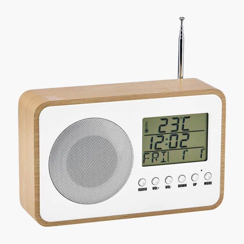 Klokkeradio med innebygd termometer