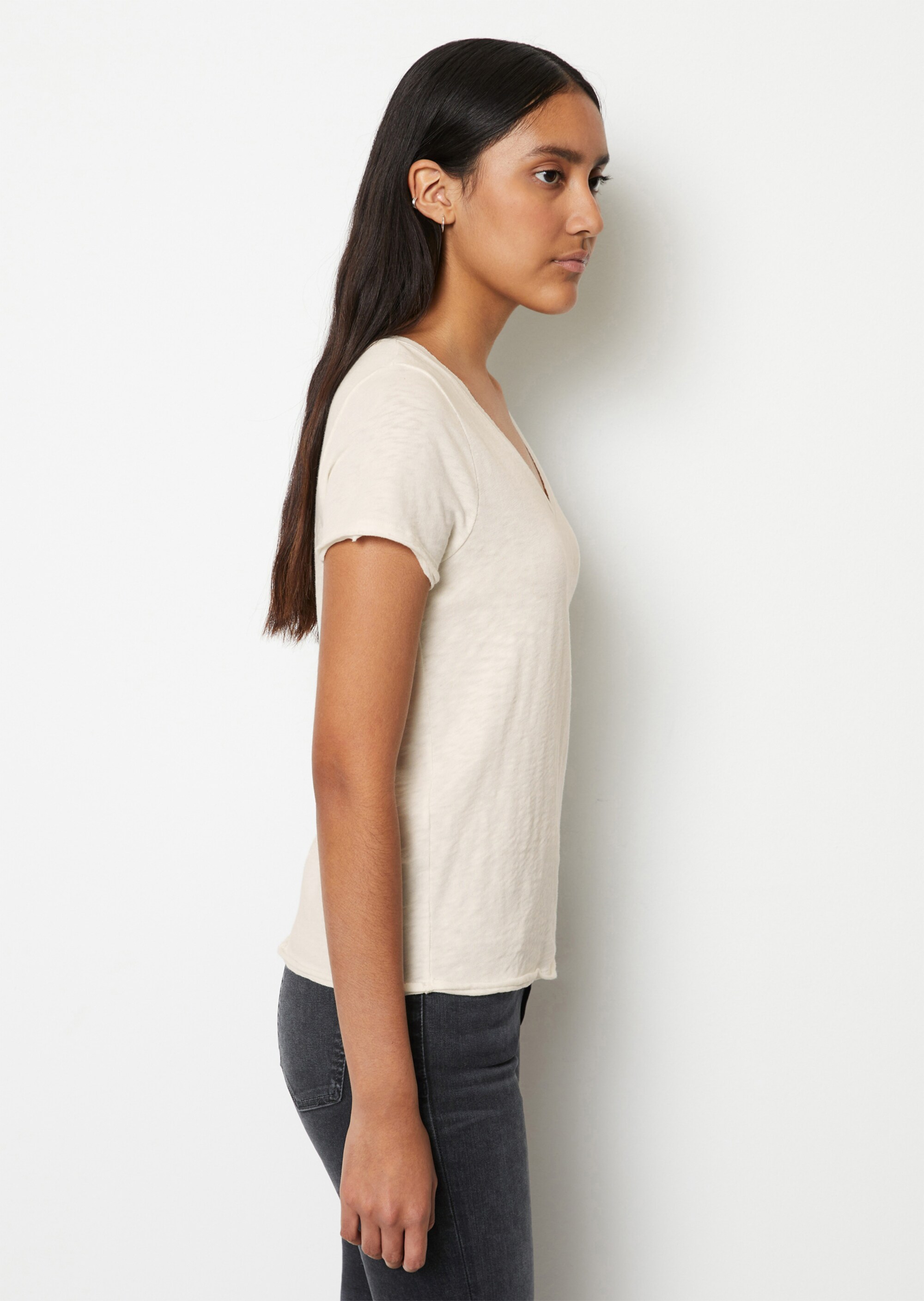 V-Neck-T-Shirt regular Organic-Slub-Cotton