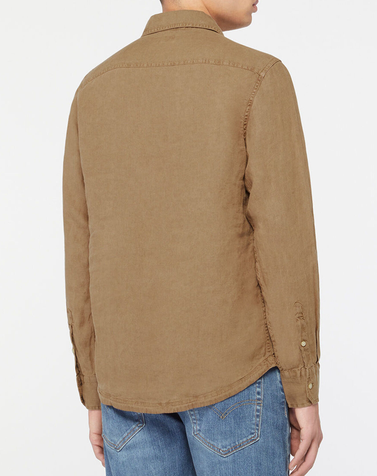 Replay Chemise 100% Lin manches longues marron