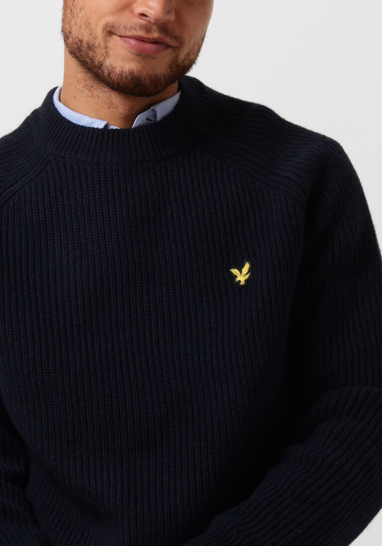 LYLE & SCOTT blauwe lyle & scott trui shaker stitch mock neck jumper