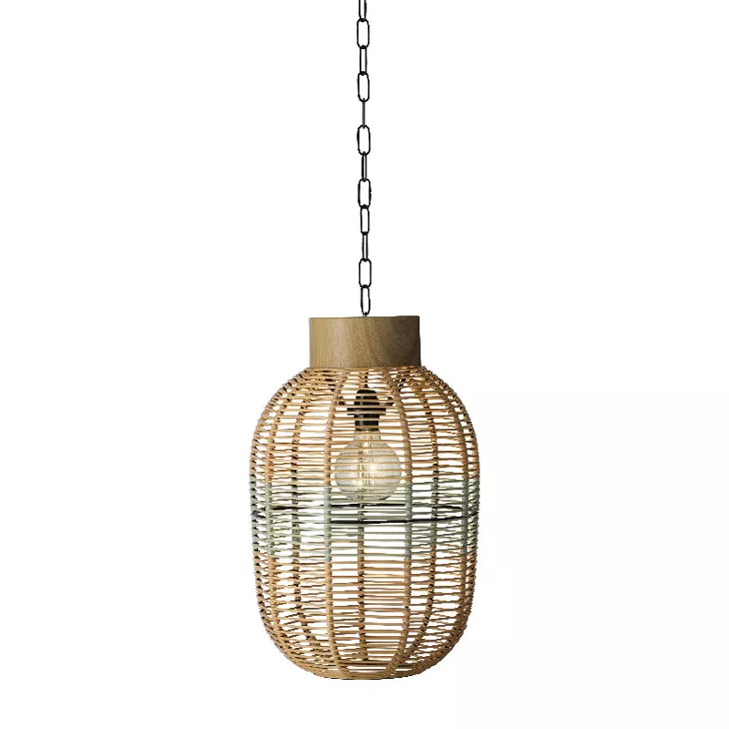Suspension de jardin solaire résine tressée LED (D27 cm) Toscane Vert