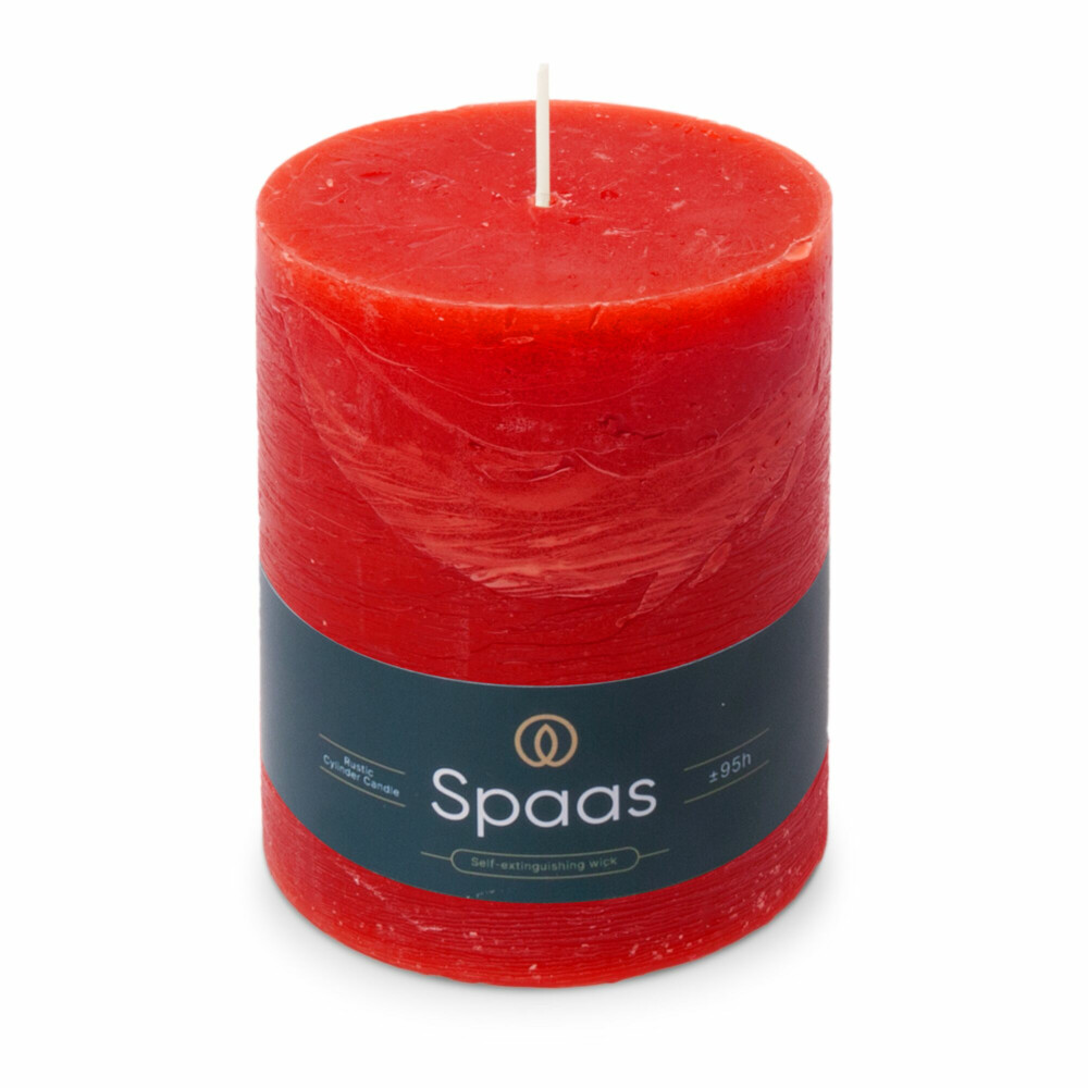 SPAAS Rustieke Pillarkaars ± 95 branduren Rood