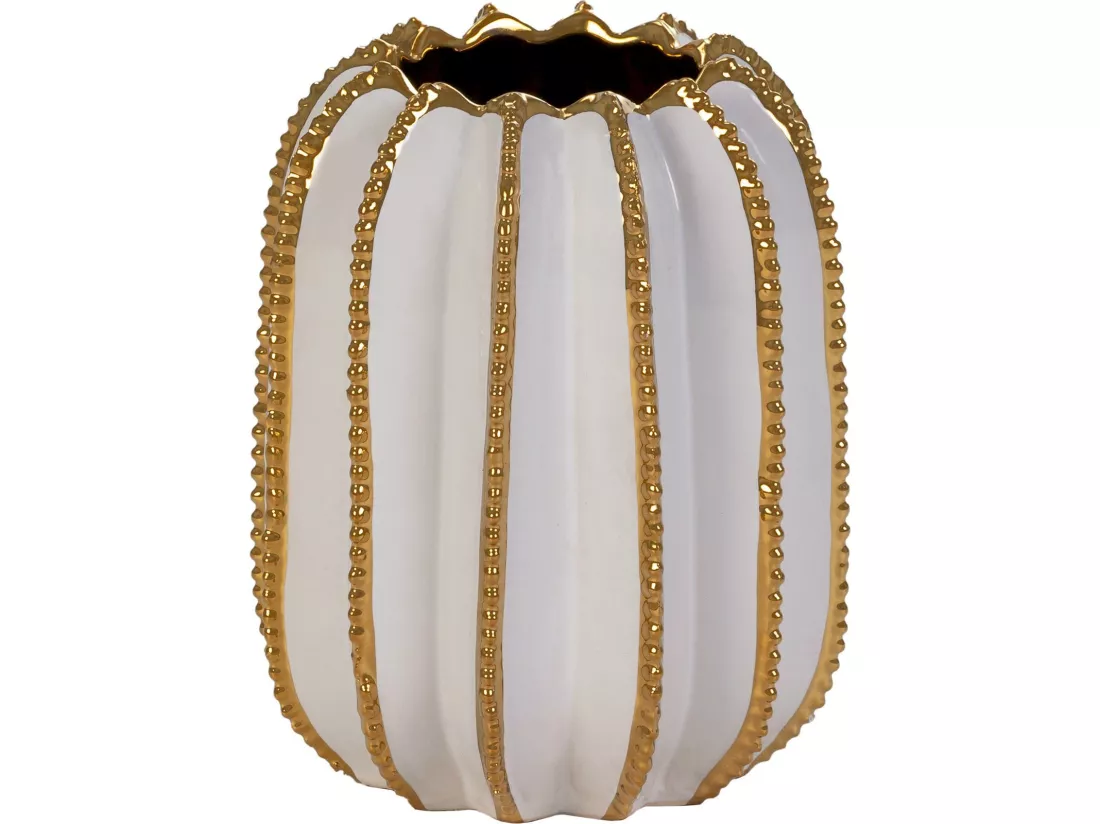 Vase Céramique -- Blanc/Doré