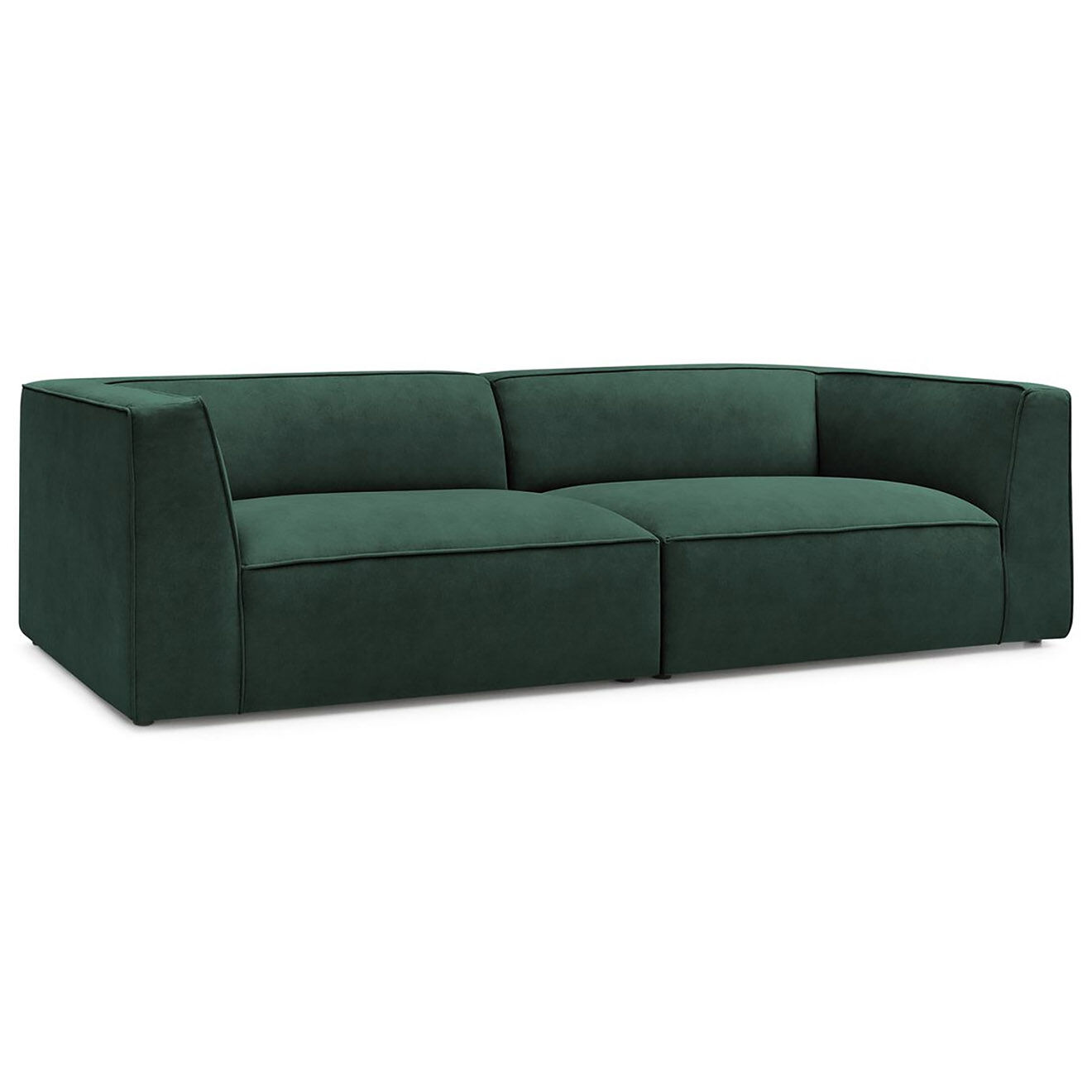 Bobochic Canapé droit fixe 4 places en Velours Molière vert - 273x99x71 cm