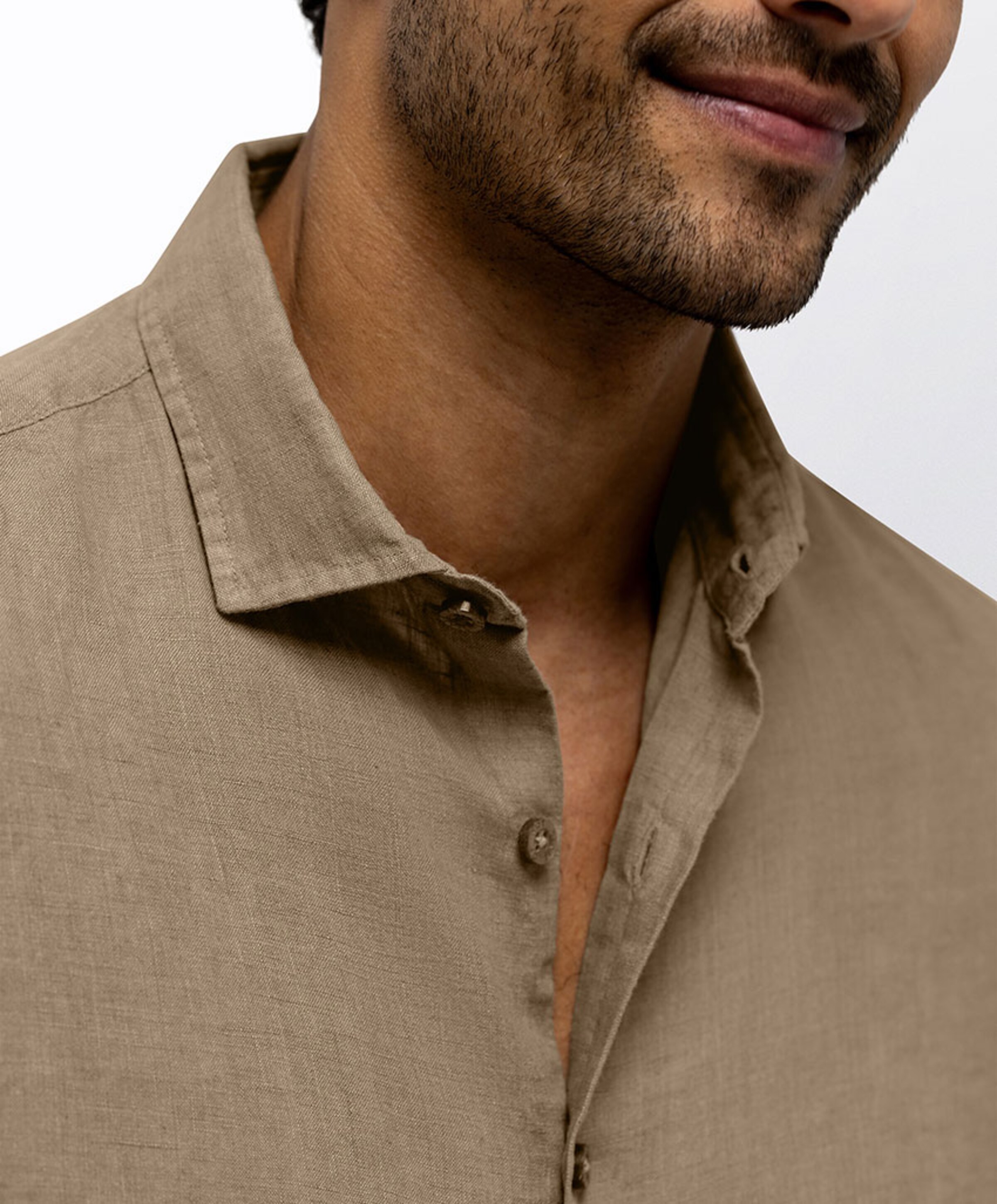 State of Art Heren overhemd lange mouw beige