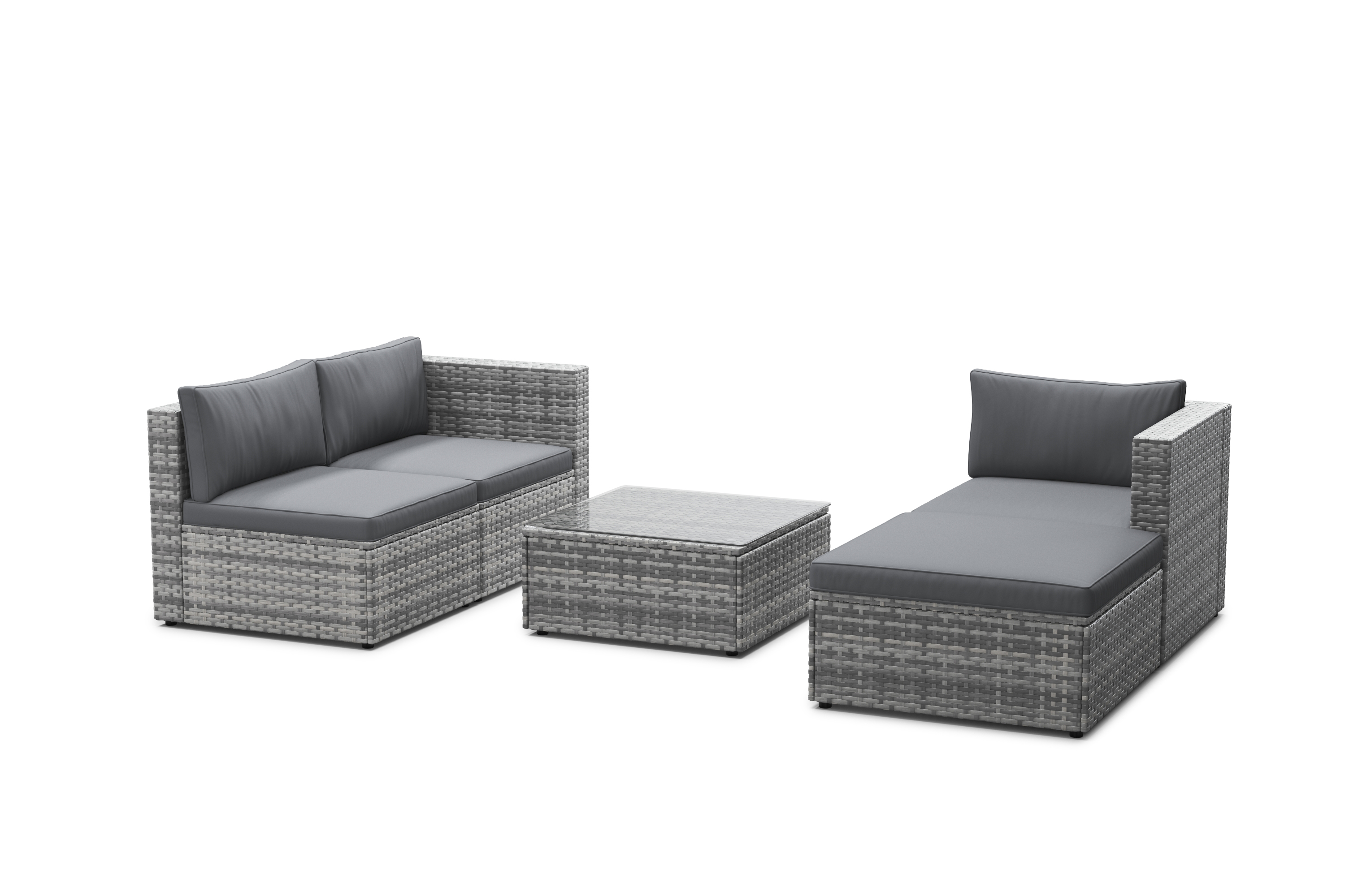 Rattanlounge MALIBU grau/anthrazit