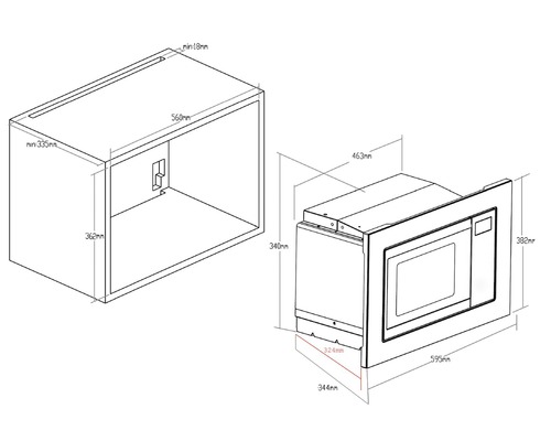 Inbouwmagnetron PKM MW820-EBM 59,5x34,4x38,2 cm geborsteld roestvrij staal 800 watt