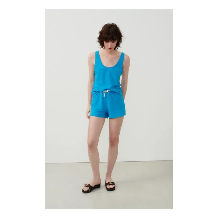 American Vintage Short Lopintale Coton et Lin | Bleu