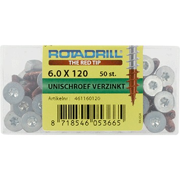 Rotadrill schroef universeel platkop torx verzinkt 6.0x120 mm 50 stuks